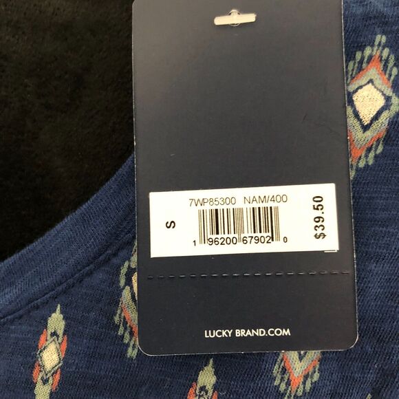 Lucky Brand Womens Blouse S Blue Short Sleeve Round Neck NWT - Picture 8 of 8